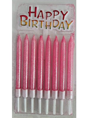 Pasta Mumu 8'li - Happy Birthday - Pembe