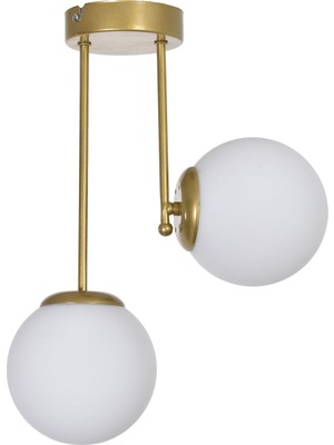 Mediterian Beyaz Eskitme Camlı 2'li Modern Avize, Salon, Mutfak, Yatak Odası, 9x13 cm