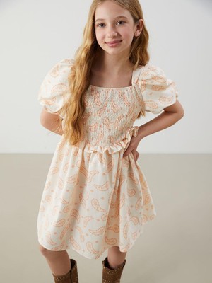 Kare Yaka Kız Çocuk Elbise  (S5)