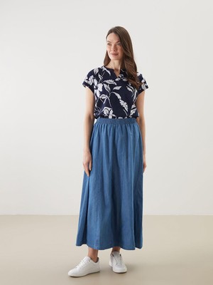 Beli Lastikli Kadın Jean Etek  (S5)