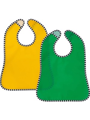 IKEA 2 Adet Cırtlı Mama Önlüğü 28,5X38,5 cm 2'li Set Çocuk Yemek Önlüğü Sarı-Yeşil Önlük