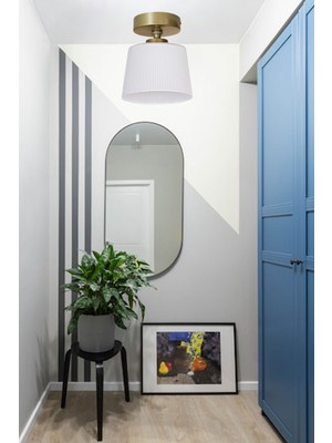 Mediterian Modern camlı plafonyer, şık koridor ve oturma odası avizesi, 20x26, 1 ampüllü beyaz model