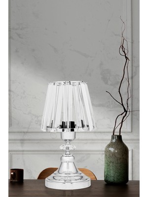 Kristal Taşlı Gümüş Abajur