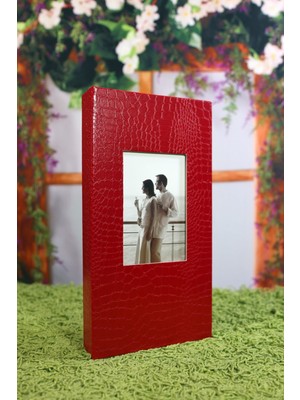 NRCN 10x15 cm 300'lük Deri Fotoğraf Albümü Kırmızı