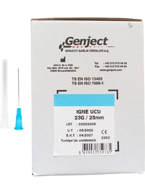Genject - Enjektör İğne Ucu 25 mm Mavi 23G - 100 Adet