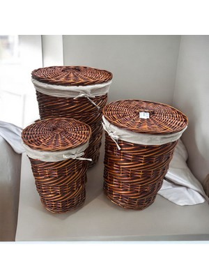 Laundry - 3'lü Hasır Çamaşır Sepeti Yuvarlak - 97006