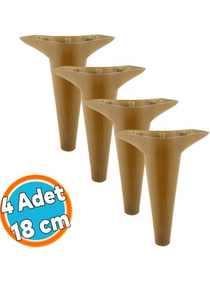 Mobilya Kanepe Sehpa Tv Ünitesi Koltuk Ayağı 18 cm Kahverengi Ahşap Desenli Baza Ayak 4 Adet