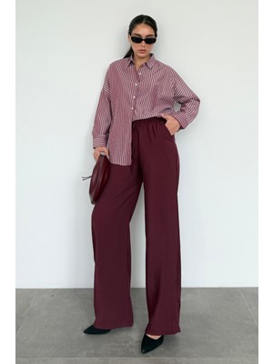 Bordo Elastik Belli Bol Kesim Pantolon MG2020