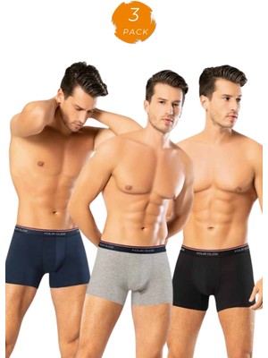 Looksense Erkek Dude 3 Lü Düz Likralı Boxer 1604