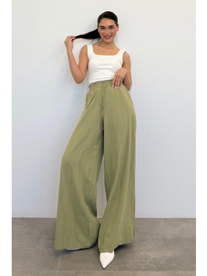 Mint Yeşili Yüksek Bel Bol Paça Pantolon MG2408