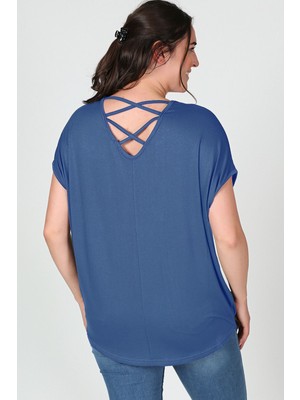 Curvy Trend Kadın Kısa Kol Bluz Viskon Elastan Günlük Kullanım İçin Şık Tasarım
