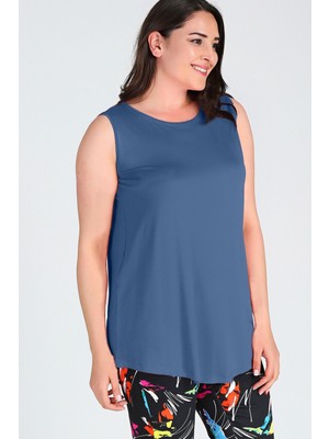 Curvy Trend Kadın Kolsuz Bluz Viskon Elastan Malzeme ile Rahat ve Şık Günlük Stil