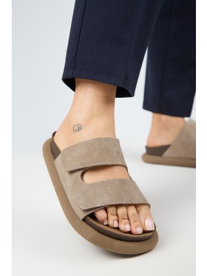 Manijero Lillo Kadın  Deri Çift Cırtlı Vizon Terlik