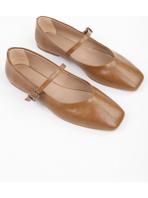 Shoeberry Kadın Sore Karamel Cilt Babet