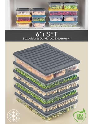 Mediterian 6'lı Antrasit Mikrodalga Uyumlu Saklama Kabı, 6 x 2400 ml, Gri, Plastik, Parça Sayısı: 6