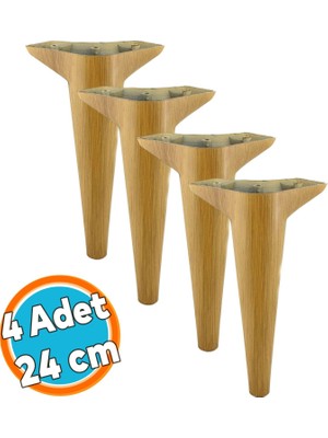 Mobilya Kanepe Sehpa Tv Ünitesi Koltuk Ayağı 24 cm Açık Kahverengi Desenli Baza Ayak 4 Adet