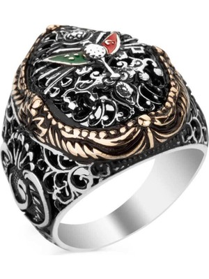 Osmanlı Armalı Vav Detaylı 925 Ayar Gümüş Yüzük