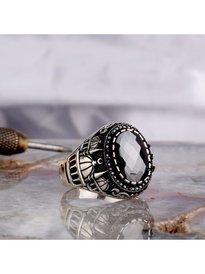 Zirkon Taşlı Minare Model 925 Ayar Gümüş Erkek Yüzük