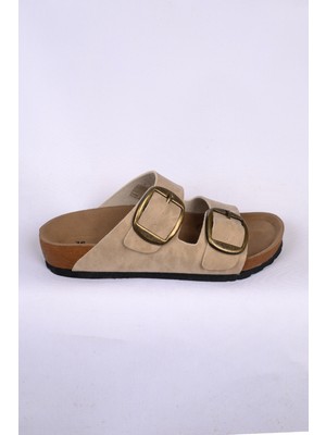 Pierre Cardin PC-7551 Yüksek Taban Ortopedik Taban Bej Kadın Günlük Terlik