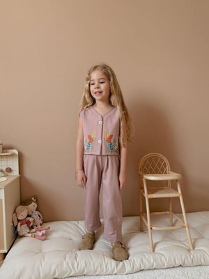 Berme Kids Kız Çocuk Çiçekli Yelekli Takım