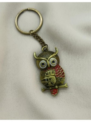 Anahtarlık Metal Baykuş Ay Yıldız Çanta Araba Cüzdan Süsü  Kemer Yazılı