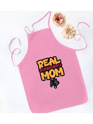 Mediterian Kişiye Özel Pembe Mutfak Önlüğü, Anneler Günü Tasarımı, Renkli ve Şık 77x150 cm