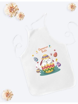 Mediterian Çocuklar İçin Renkli Bayram Temalı Mutfak Önlüğü Seti, Kumaş, Beyaz