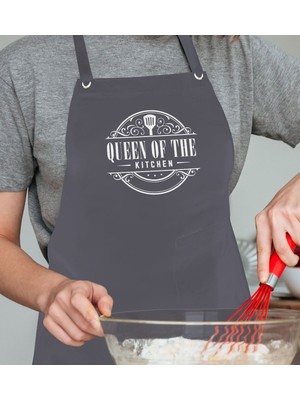 Mediterian Profesyonel Chef Antrasit Mutfak Önlüğü, Şef ve Aşçı İçin, 77x150cm, Gri Renk