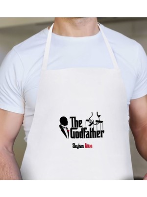 Mediterian Kişiye Özel Çok Renkli Beyaz Mutfak Önlüğü, Pamuk, 55x75 cm, Şık ve İşlevsel Tasarım