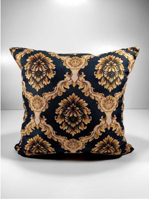 Çift Taraflı Dekoratif Yastık Kırlent Kılıfı 45X45 Altın Serisi Modern Saray Motif
