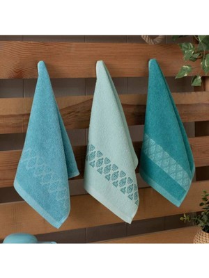 Mediterian Petrol Mavisi Pamuklu 3'lü Mutfak Havlusu, Yumuşak ve Dayanıklı, 30x50 cm