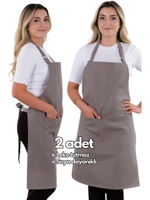 Mediterian Ayarlanabilir mutfak önlüğü, şık tasarım, 60x80, pamuk polyester, gri renk