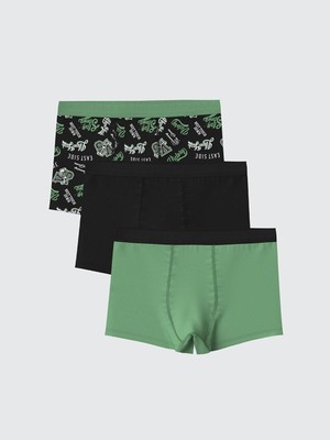 LC Waikiki LCW Kids 3'lü Boxer Seti Erkek Çocuk için Siyah Pamuklu Baskılı Günlük Kullanım Rahatlığı