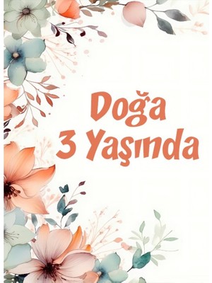 Pembe Çiçekler Temalı Doğum Günü Afişi 35X50 cm