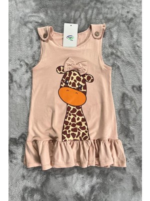 Baskılı Fırfırlı Fiyonklu Kız Çocuk Elbise