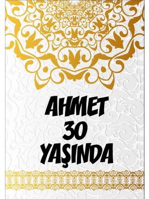 Beyaz Desenler Klasik Temalı Doğum Günü Afişi -3 35X50 cm