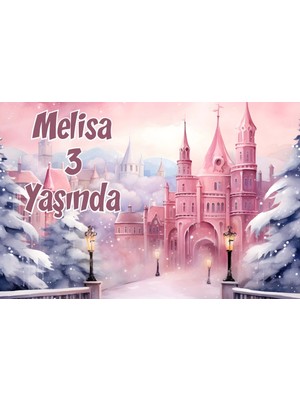 Pembe Orman ve Şato Temalı Doğum Günü Afişi 50X70 cm