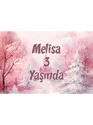 Pembe Orman ve Şato Temalı Doğum Günü Afişi -2 50X70 cm