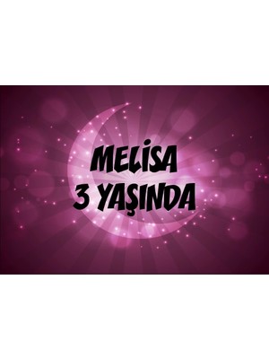 Pembe Ay Temalı Doğum Günü Afişi 50X70 cm