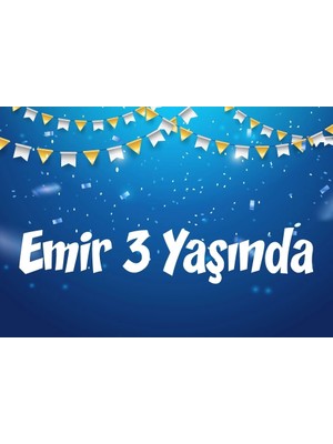 Mavi Bayraklı Doğum Günü Afişi 50X70 cm