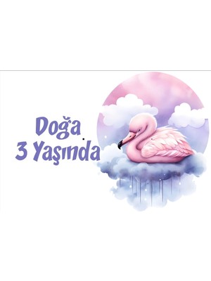 Pembe Sevimli Zürafa Doğum Günü Afişi 70X100 cm