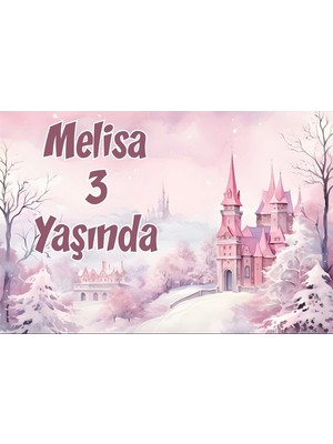 Pembe Sokak ve Şato Temalı Doğum Günü Afişi 70X100 cm