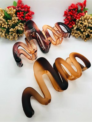 Fransız Tasarımı Dalgalı Mat ve Parlak Saç Tokası 2’li Pinterest Ithal Mandal Toka 13 cm