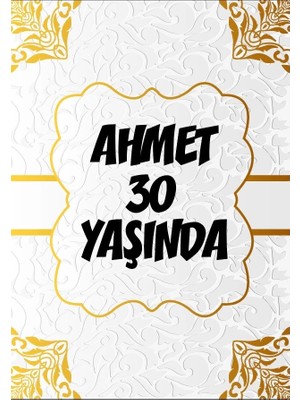 Beyaz Desenler Klasik Temalı Doğuım Günü Afişi 70X100 cm