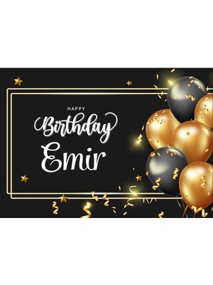 Siyah ve Balobnlu Doğum Günü Afişi 70X100 cm