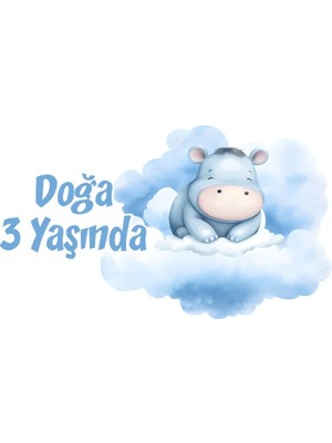 Mavi Sevimli Inek Temalı Doğum Günü Afişi 100X150 cm