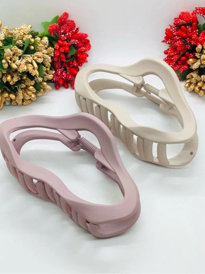 Kadın Soft Renkli Mandal Toka Saç Tokası 11 cm Büyük Boy 2'li