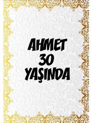 Beyaz Desenler Klasik Temalı Doğuım Günü Afişi -2 100X150 cm