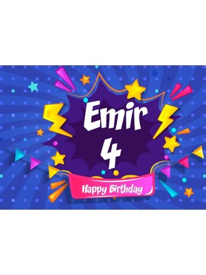 Mavi Yıldız Desenli Doğum Günü Afişi 100X150 cm