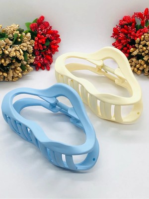 Kadın Soft Renkli Mandal Toka Saç Tokası 11 cm Büyük Boy 2'li